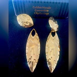 Vintage Avon Golden Mosaic Convertible Clip-on Earrings